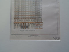 Land Title Building, Philadelphia, PA 1902, Original Plan. Hand-colored. D.H. Burnham.
