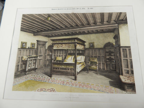Bedroom, Kellog Terrace, Great Barrington, MA. 1894. Original. Hand-painted.