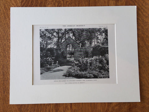 Jonathan Godfrey House & Garden, Fairfield, CT, 1916, Lithograph. F. B. Hoffman