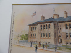 Robert Gould Shaw Grammar School, Roxbury MA 1892. Original Plan. Hand Colored. Wheelwright.