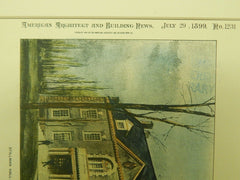 Stillman Hall, Hospital for Harvard, Cambridge, MA, 1899, Original Plan. Montague & Kingsbury.