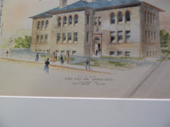 Robert Gould Shaw Grammar School, Roxbury MA 1892. Original Plan. Hand Colored. Wheelwright.