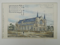 NW View, Church of St. Peter, Hornsey, London, England, 1897, Original Plan. James Brooks & Son.