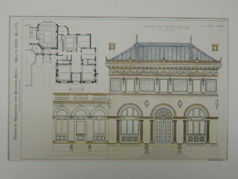Office for Dr. H. N. Spencer, St. Louis, MO, 1899, Original Plan.  J.L. Wees.