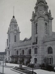 Entrance, Union Station, Worcester, MA, 1911, Lithograph. Watson & Huckel