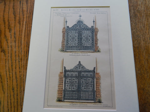 Wrought Iron Gates, Military National Cemetery, Arlington, VA 1883 Original Plan. Smithmeyer & Petz.