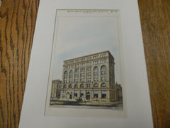 Merchants National Bank, Baltimore, MD 1893. Original Plan. Hand Colored.