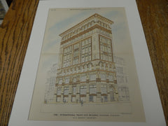 International Trust Co. Building, Boston, MA 1893. Original Plan. Hand-colored. W.G. Preston.