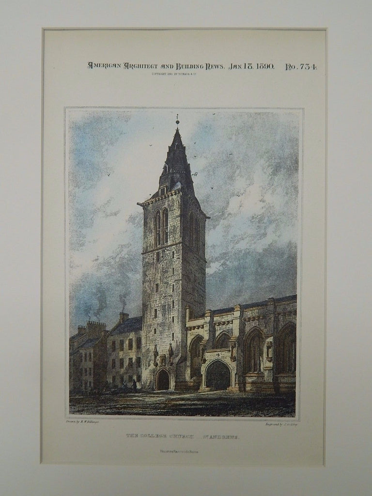 The College Church, St. Andrews University, Fife, Scotland, 1890, Original Plan.