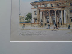 U. S. Post Office, Creston, IA 1901, Original Plan. Hand-colored. James Knox Taylor.