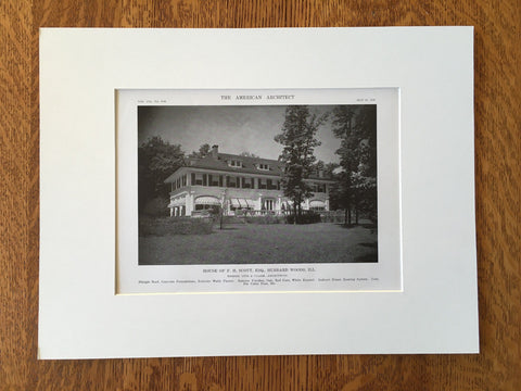 House of F.H. Scott, Esq., Hubbard Woods, IL, 1916, Lithograph. Otis & Clark