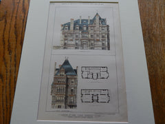 House of Mrs. Fiske, Boston, MA, 1878, Original Plan. Cummings & Sears.