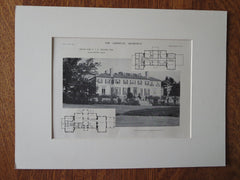 E.V.R. Thayer House, Lancaster, MA, 1911, Lithograph. Bigelow & Wadsworth