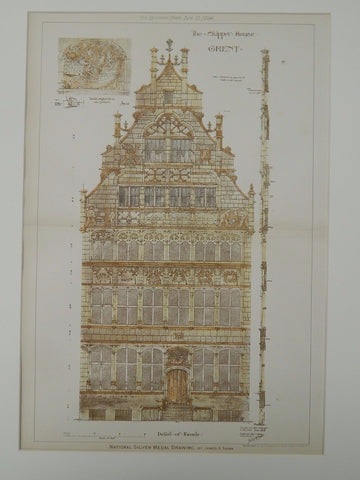 The Skipper House, Ghent, Belgium, 1896, Original Plan.  James A. Swan.