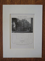 Dormitory, Smith College, Northampton, MA, 1916, Lithograph. Charles A. Rich