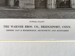 Warner Bros. Co., Bridgeport, CT, 1916, Lithograph. Day & Zimmerman