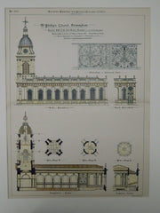 St. Phillip's Church, Birmingham, England, 1887, Original Plan. Thos. Archer.