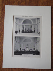 Interior, Ives Memorial Library, New Haven, CT, 1911, Lithograph. Cass Gilbert.