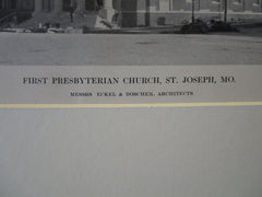 First Presbyterian Church, St. Joseph, MO, 1911, Lithograph.  Eckel & Boschen