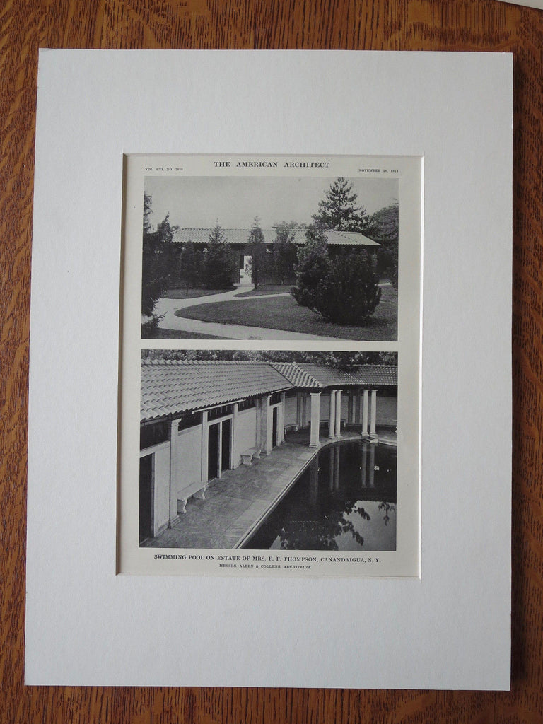 Views, Pool, F. F. Thompson Estate, Canadaigua, NY, 1914, Litho. Allen & Collens