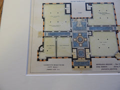 Design, City Hall, Jersey City, NJ 1893. Original Plan. Hand Colored. Detwiller, Melendy, and Roberts.