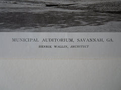 Municipal Auditorium, Savannah, GA, 1916, Lithograph. Henrik Wallin