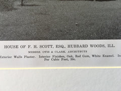 House of F.H. Scott, Esq., Hubbard Woods, IL, 1916, Lithograph. Otis & Clark