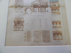 Cathedral of All Saints Design, Albany, NY, 1883. Original Plan. Hand-colored. H.H. Richardson.