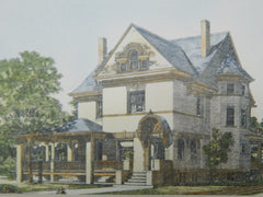 Residence of Francis McCord, Kansas City, MO, 1896, Original Plan. Hand-colored.  W.C. Root.