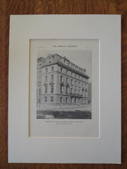 J.B. Clew House, Exterior, 85th St., NY, 1911, Lithograph. H. Trumbauer