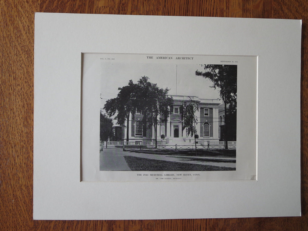 Ives Memorial Library, New Haven, CT, 1911, Lithograph. Cass Gilbert