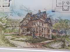 House for H. S. Chase, Brookline, MA 1883. Original Plan. Hand-colored. E.A.P. Newcomb.