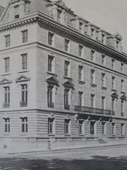 J.B. Clew House, Exterior, 85th St., NY, 1911, Lithograph. H. Trumbauer