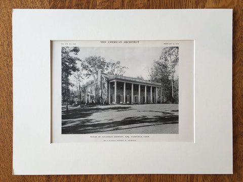 Jonathan Godfrey House, Fairfield, CT, 1916, Lithograph. F. Burrall Hoffman