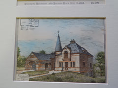 Stable for A. T. Alberton, Lowell, MA 1883. Original Plan. Hand-colored. Merrill & Cutler.