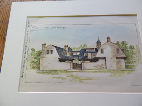 Stable for Julien Le Roy White, Baltimore MD 1892. Original Plan. J.A. & W.T. Wilson.
