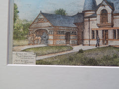 Stable for A. T. Alberton, Lowell, MA 1883. Original Plan. Hand-colored. Merrill & Cutler.
