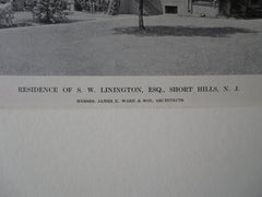 S.W. Linington, Esq. House, Short Hills, NJ, 1911, Lithograph. James Ware & Son