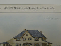 House for Andrew G. Weeks, Marion, MA, 1895, Original Plan. Hand-colored. Chapman & Frazer.