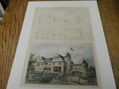 Ridge Club House, Bay Ridge, L.I., NY 1893. Original Plan. Hand-colored. Parfitt Brothers.