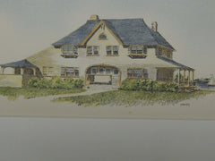 House for Andrew G. Weeks, Marion, MA, 1895, Original Plan. Hand-colored. Chapman & Frazer.