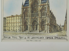 St. Augustine's Church, Dublin, Ireland, 1872, Original Plan. Hand-colored. Pugin & Ashlin.