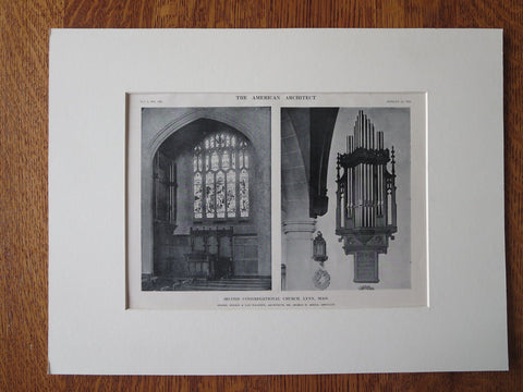 Organ, Second Congregational Church, Lynn, MA, 1911, Litho. Nelson & Van Wagenen