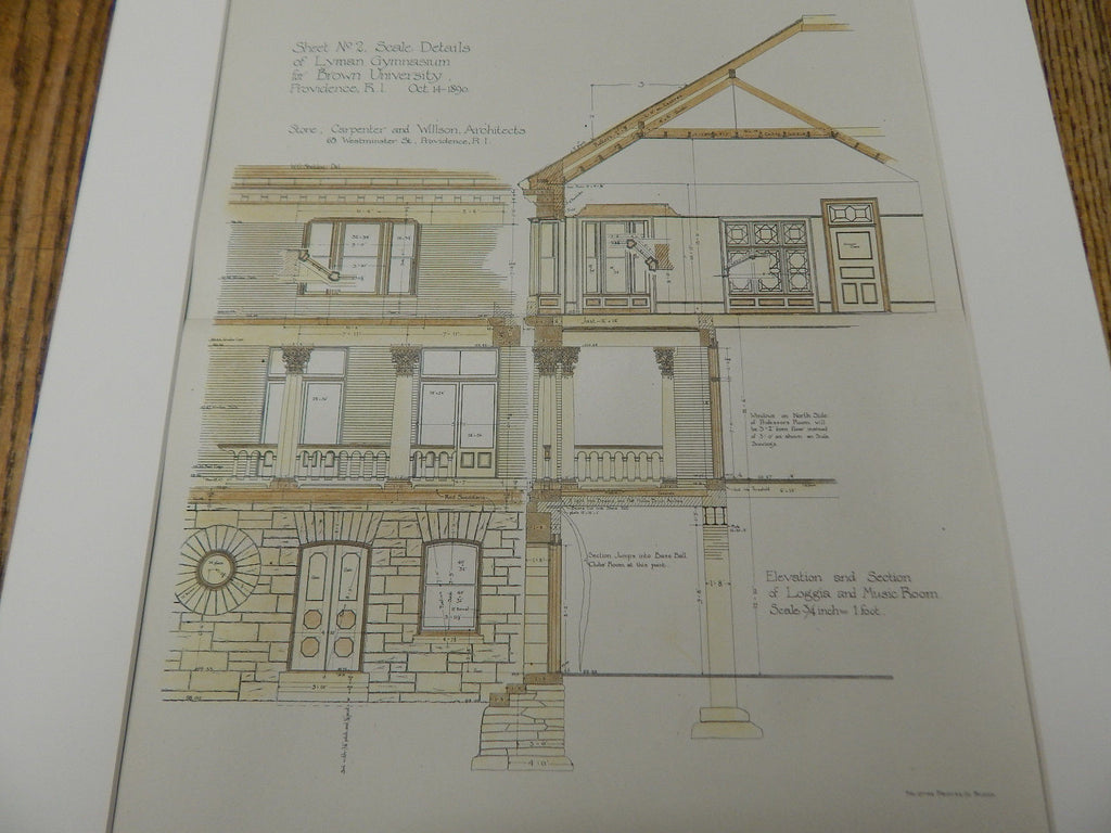Lyman Gymnasium, Brown University, Providence, RI. 1891. Original Plan.  Stone, Carpenter, & Wilson.