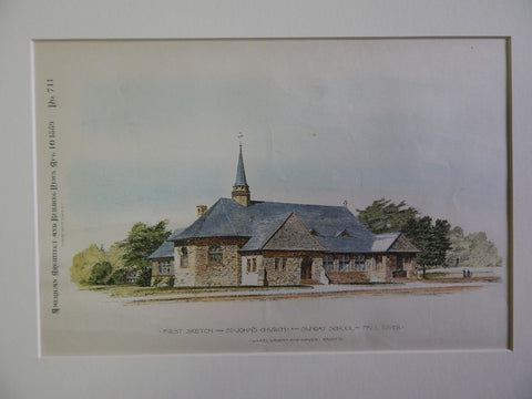 St. John's Church and Sunday School, Fall River, MA, 1889, Original Plan. Wheelwright & Haven.