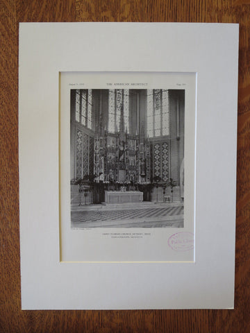 St. Florian Church, Interior, Detroit, MI, 1929, Lithograph. Cram & Ferguson