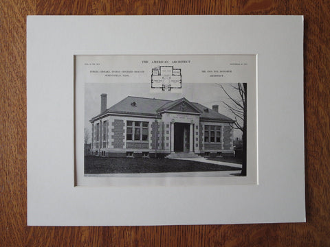 Public Library Indian Orchard Branch, Springfield, MA, 1911, Lithograph. Donohue