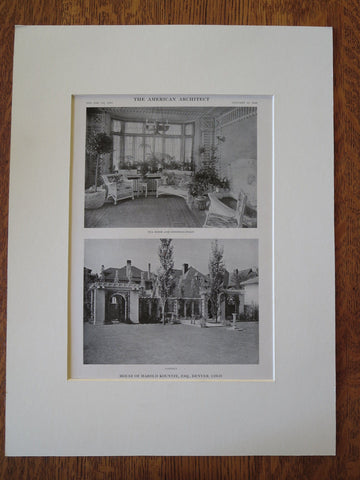 Harold Kountze House, Garden, Denver, CO, 1916, Lithograph. W.E. & A.A. Fisher