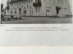 State Hospital, Agnew, CA,1919, Lithograph. George McDougall.
