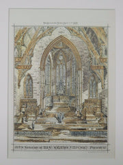 Sanctuary, St. Walburge's Church, Preston, England, 1872, Original Plan. S.J. Nicholl.